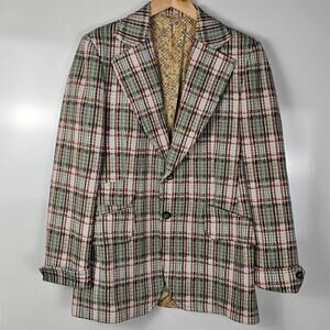 VTG double knit polyester plaid blazer mens 38R